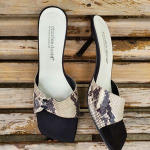 Charles David snakeskin 3" heels, sz 8